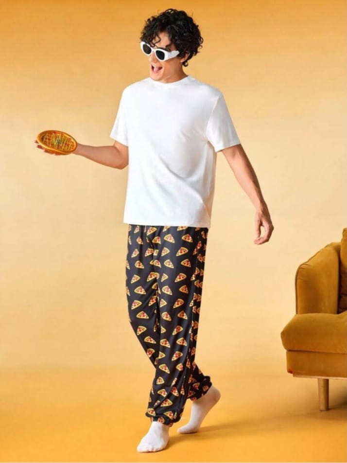 Men's Comfortable All Over Pizza Print Lounge Pants